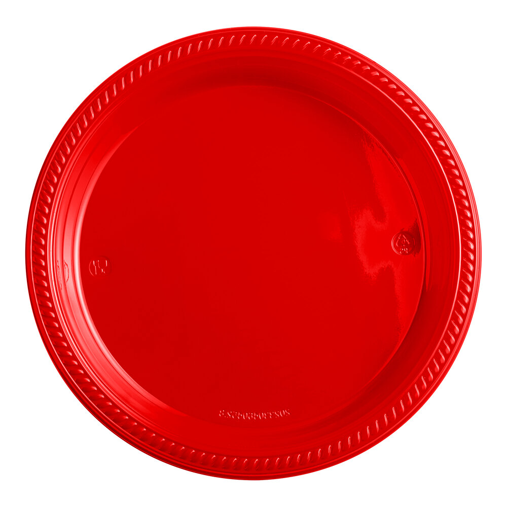 Choice 9" Red Plastic Plate - 500/Case
