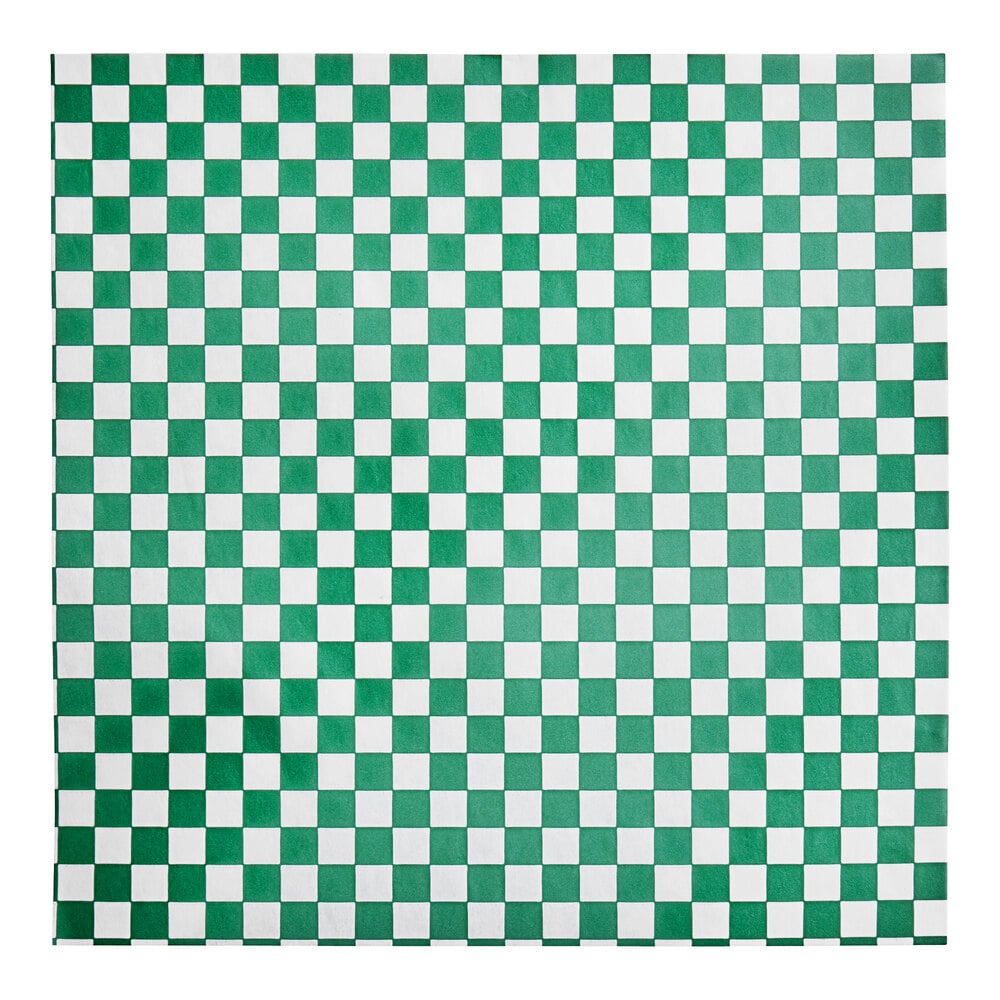 Choice 12" x 12" Small Green Check Deli Sandwich Wrap Paper - 5,000/Case