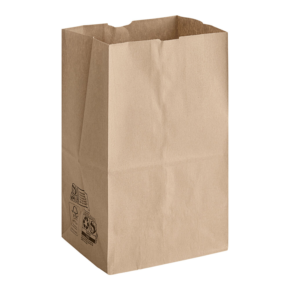 Duro 20 lb. Shorty Natural Kraft Paper Bag - 500/Bundle