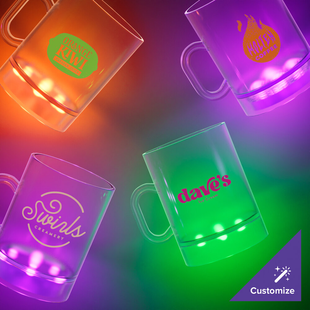 16 oz. Customizable Plastic Mug with Green LED Light - 50/Case