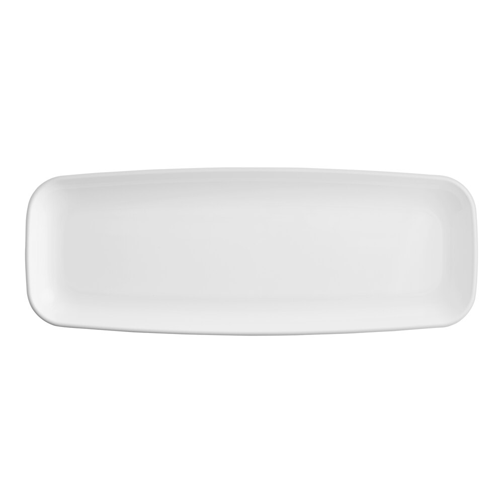 Sabert Mozaik 17 1/2" x 6 1/2" White Plastic Platter / Catering Tray - 25/Case
