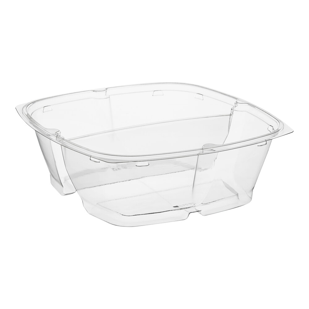 Sabert Catering Pop-Top 80 oz. Clear PET Two-Compartment Square Bowl - 50/Case