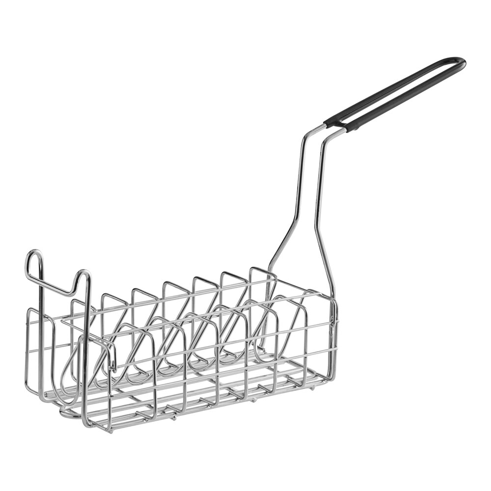 Choice 22 13/16" x 6 5/16" x 11 13/16" 6-Slot Stainless Steel Chicken Patty Fry Basket with Front Hook