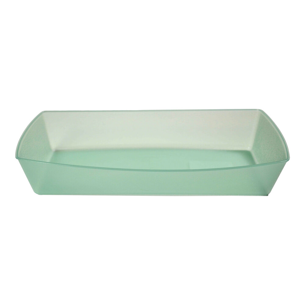 GET Eco-Takeouts 6" x 4" x 1 7/16" Jade Green Reusable Take-Out Rectangular Food Tray - 48/Case