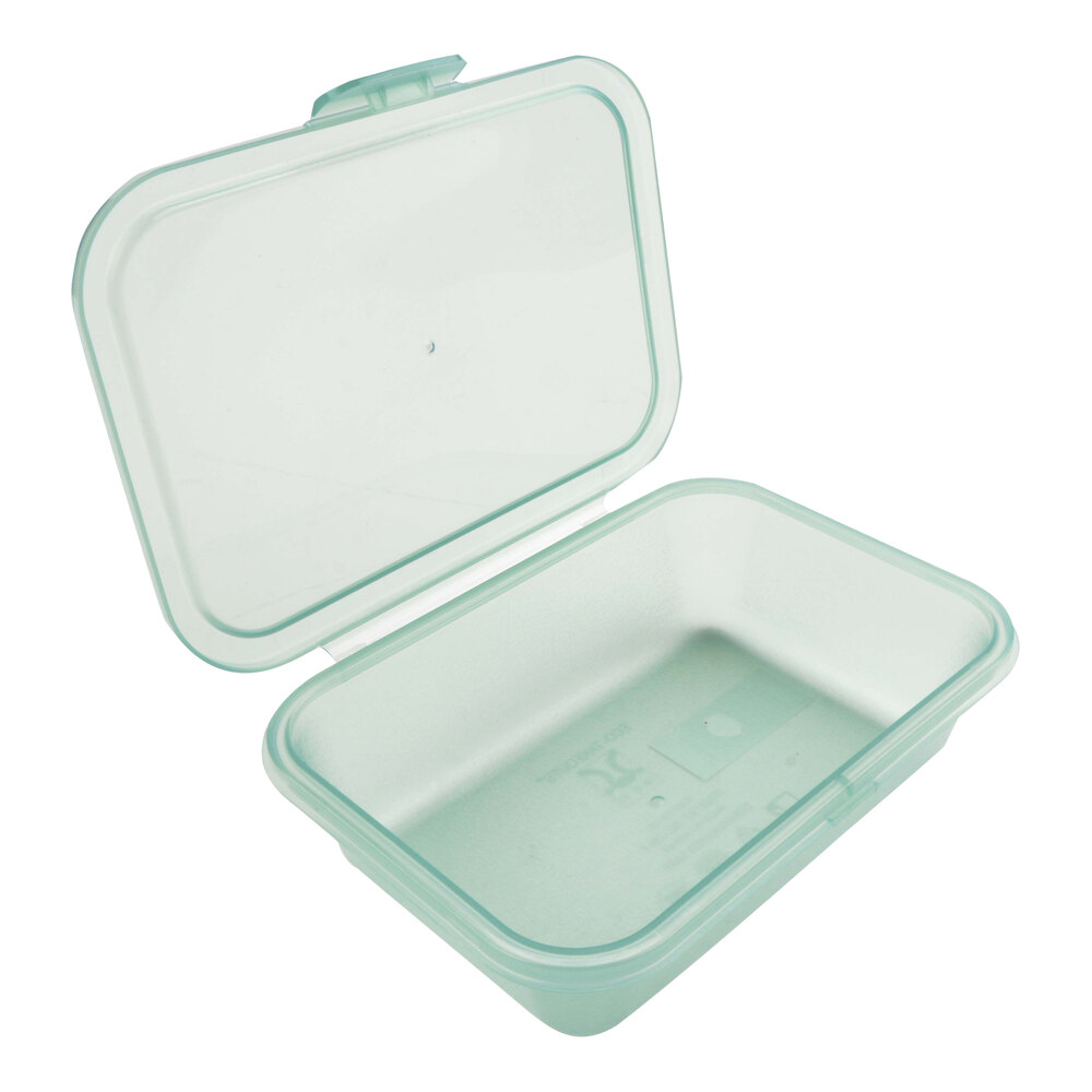 GET Eco-Takeouts 7" x 6 3/8" x 2" Jade Green Hinged Reusable Take-Out Container - 48/Case