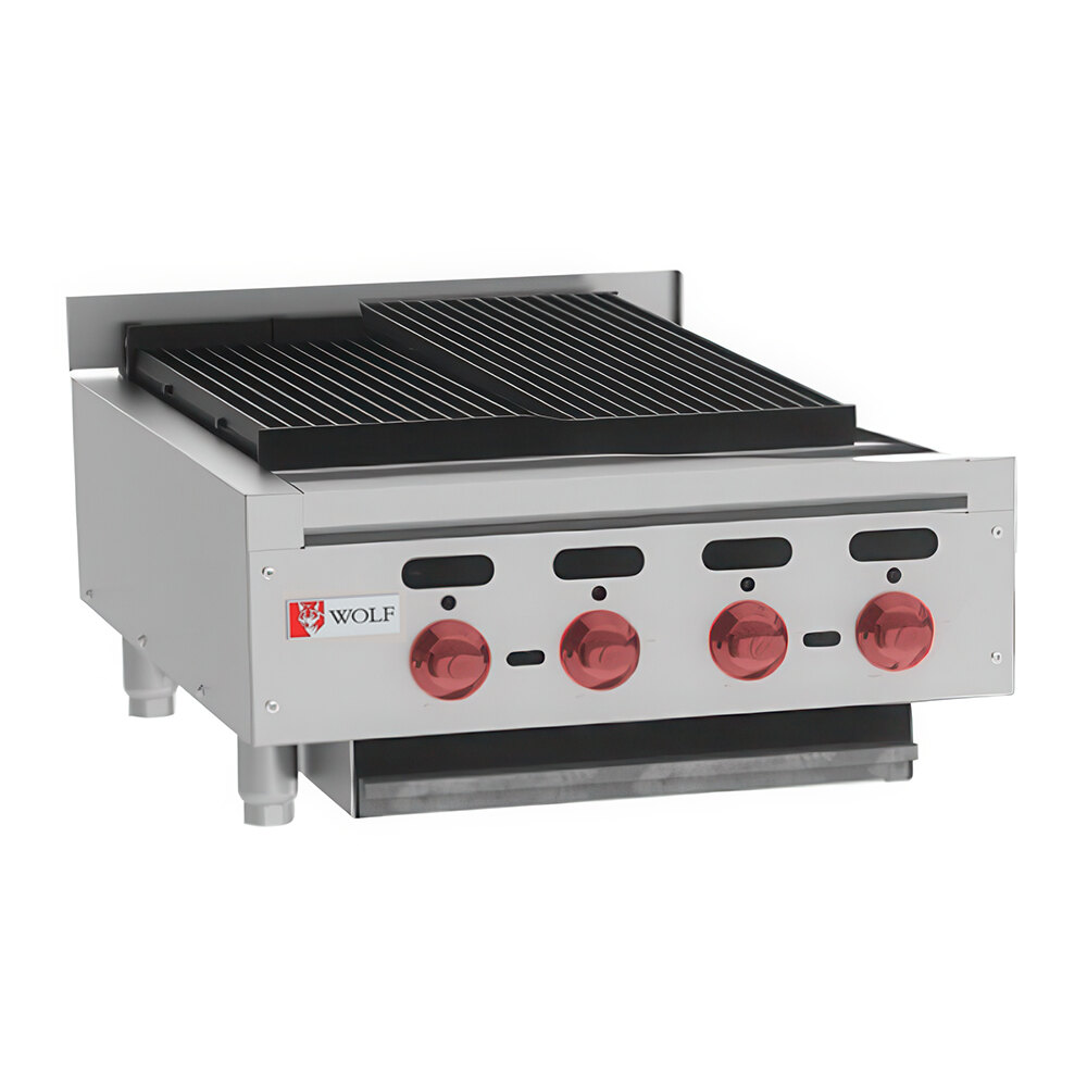 Wolf by Vulcan ACB25-LP Liquid Propane Low Profile 25" Medium-Duty Radiant Gas Countertop Charbroiler - 64,000 BTU