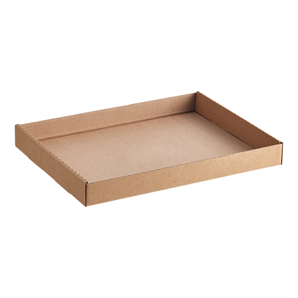Choice 15 1/4" x 11 15/16" x 1 3/4" Kraft Corrugated Half Greenhouse / Market Tray - 50/Case