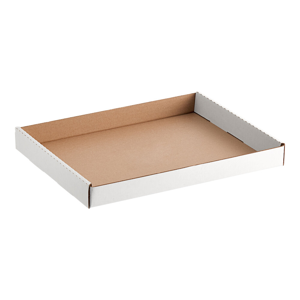 Choice 15 1/4" x 11 15/16" x 1 3/4" White Corrugated Half Tray - 50/Case