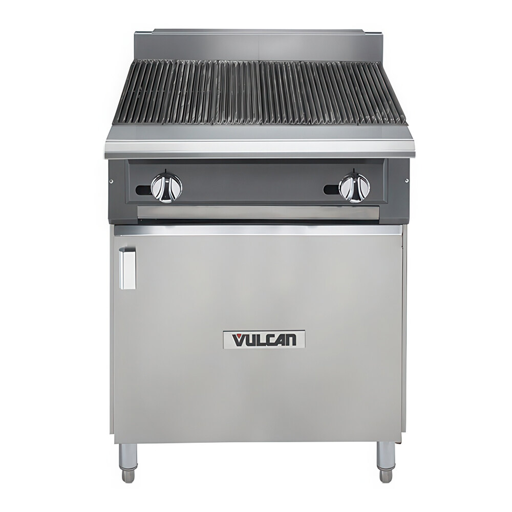 Vulcan VCBB24B-LP V Series Liquid Propane 24" Radiant Gas Floor Model Charbroiler with Cabinet Base - 65,000 BTU