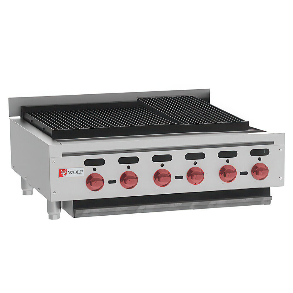 Wolf by Vulcan ACB36-LP Liquid Propane Low Profile 36" Medium-Duty Radiant Gas Countertop Charbroiler - 96,000 BTU