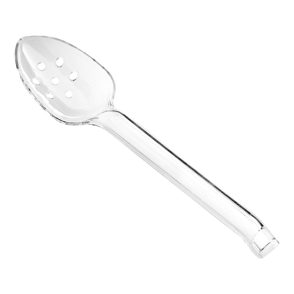 Visions 12" Clear Disposable Plastic Slotted Serving Spoon - 72/Case