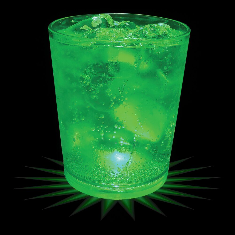 12 oz. Customizable Plastic Rocks Cup with Green LED Light - 100/Case