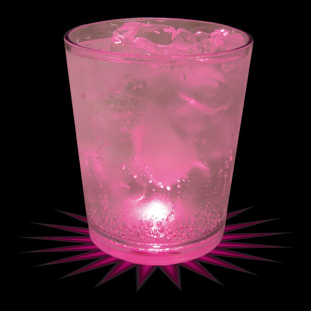 12 oz. Customizable Plastic Rocks Cup with Pink LED Light - 100/Case