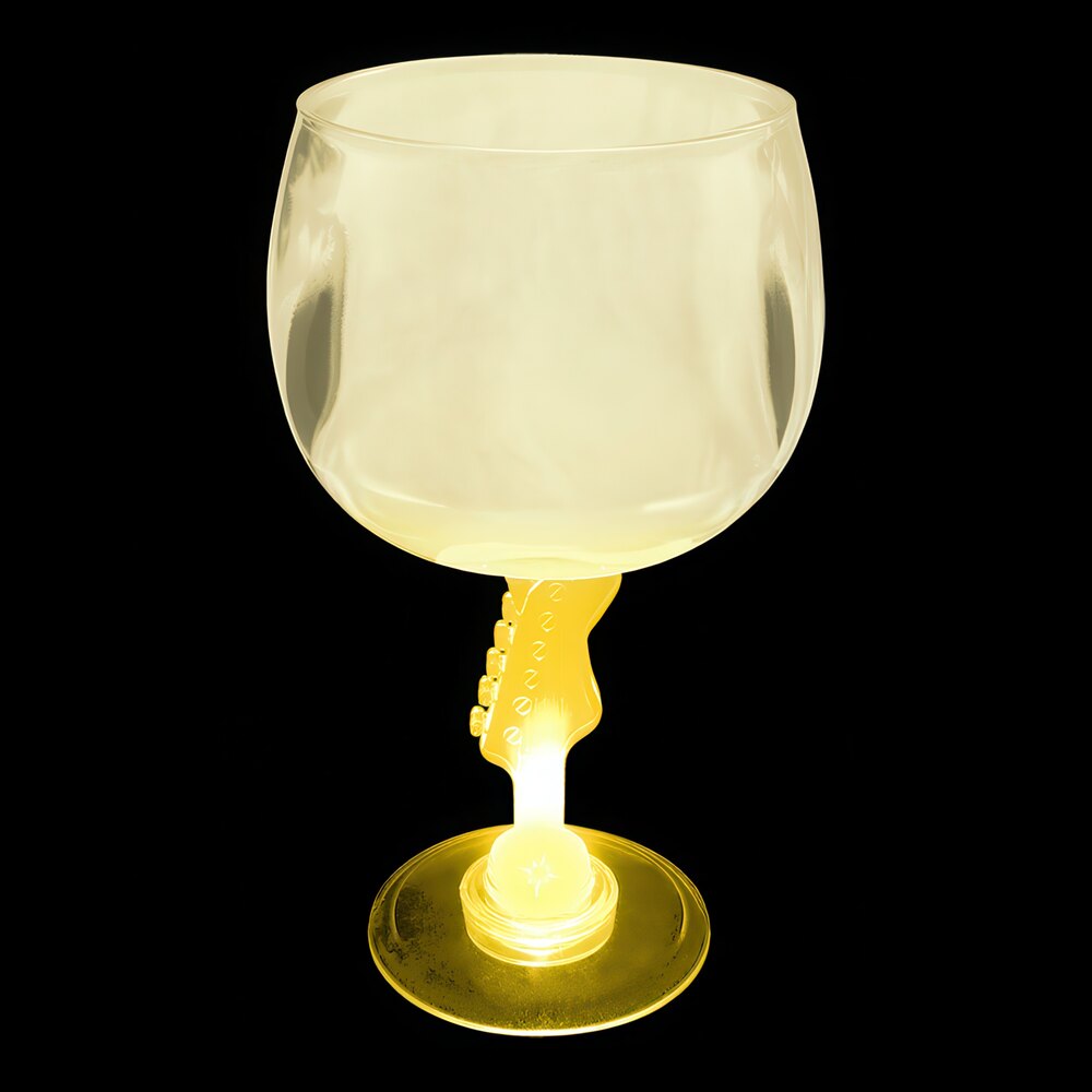 12 oz. Customizable Plastic Guitar Stem Goblet with Yellow LED Light - 24/Case