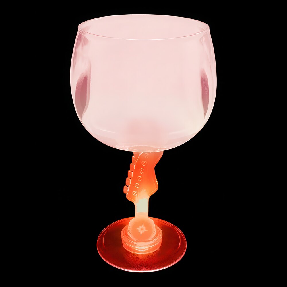 12 oz. Customizable Plastic Guitar Stem Goblet with Red LED Light - 24/Case
