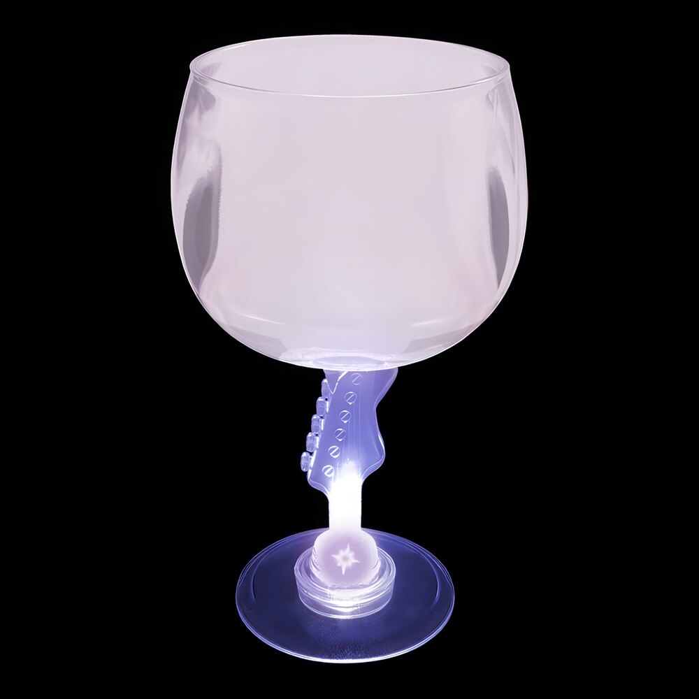 12 oz. Customizable Plastic Guitar Stem Goblet with Purple LED Light - 24/Case
