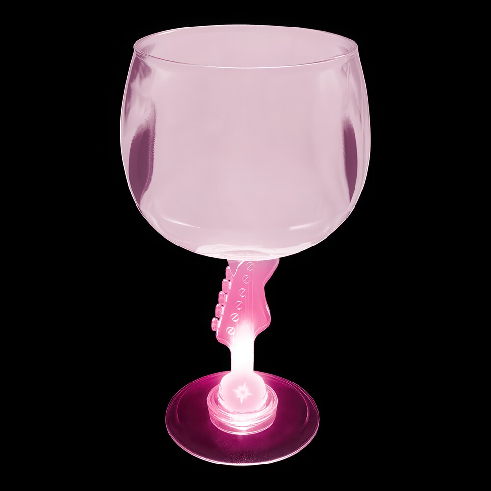 12 oz. Customizable Plastic Guitar Stem Goblet with Pink LED Light - 24/Case