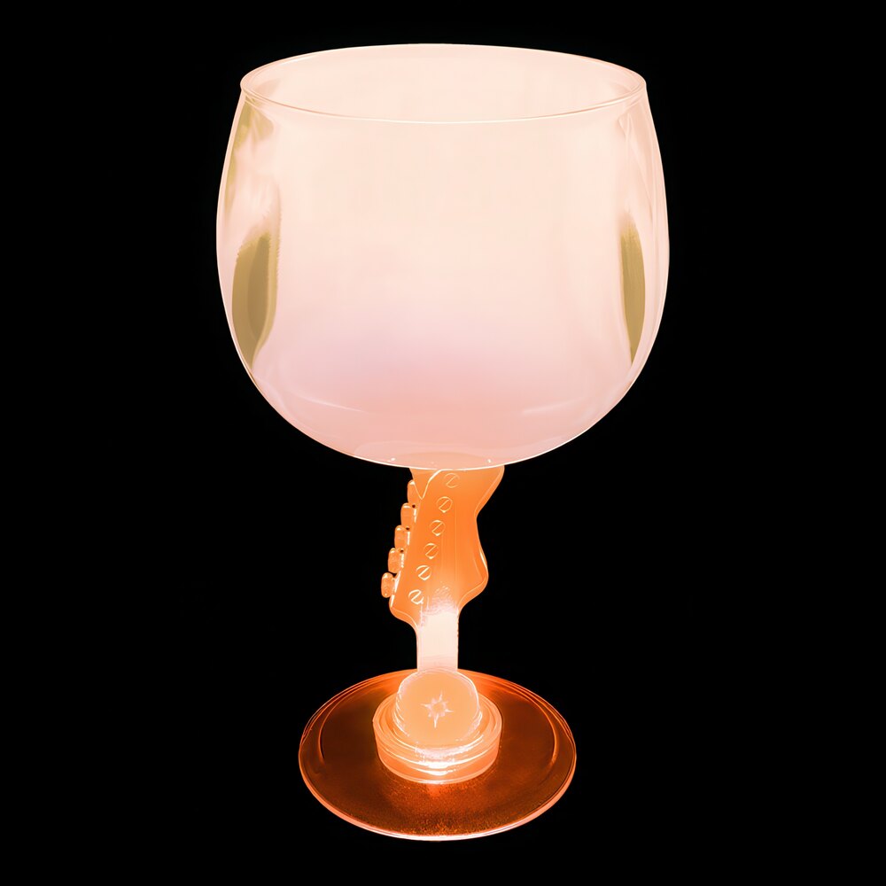 12 oz. Customizable Plastic Guitar Stem Goblet with Orange LED Light - 24/Case