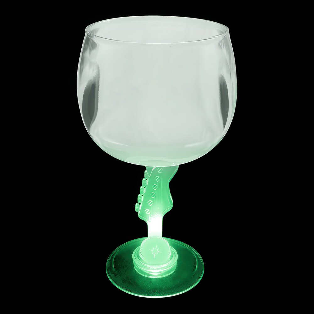 12 oz. Customizable Plastic Guitar Stem Goblet with Green LED Light - 24/Case