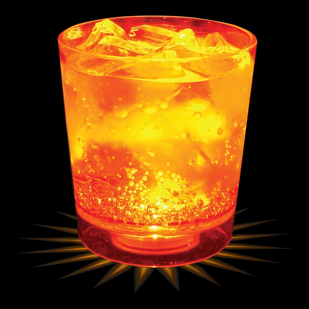 6 oz. Customizable Plastic Rocks Cup with Orange LED Light - 100/Case
