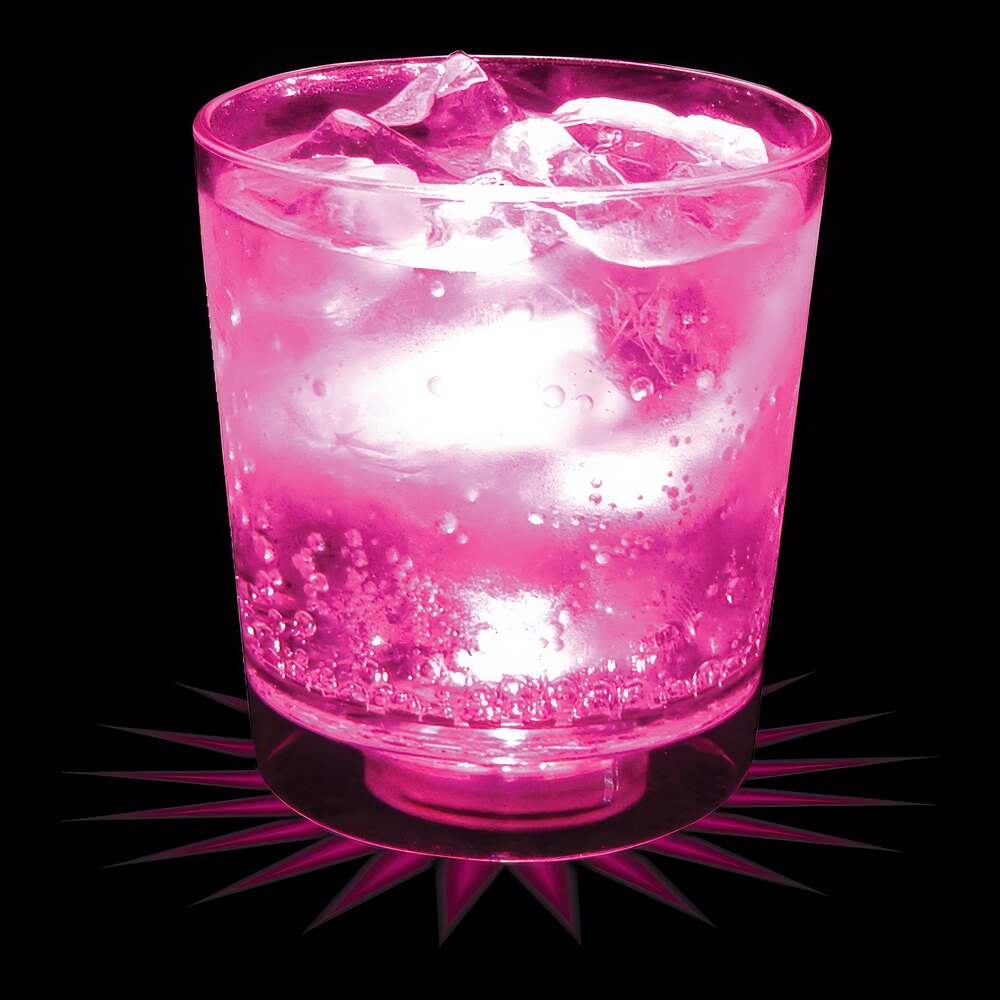 6 oz. Customizable Plastic Rocks Cup with Pink LED Light - 100/Case