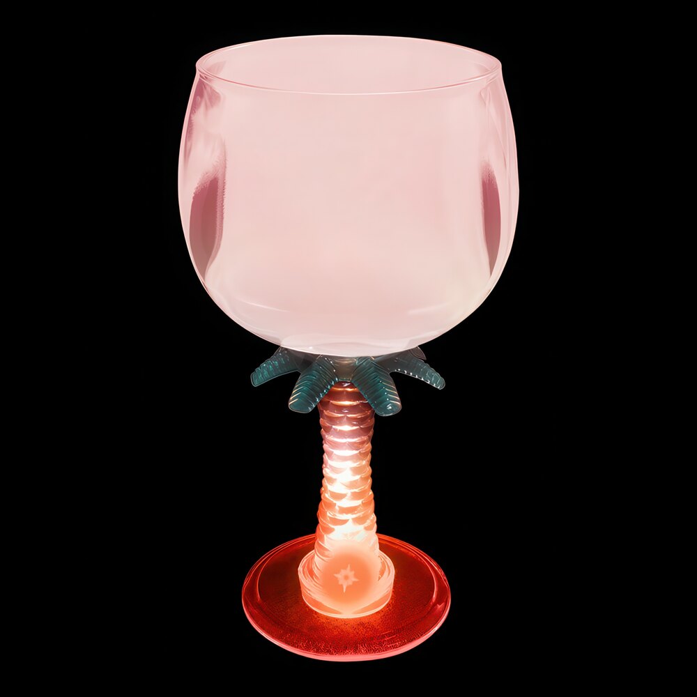 12 oz. Customizable Plastic Palm Tree Stem Goblet with Red LED Light - 24/Case