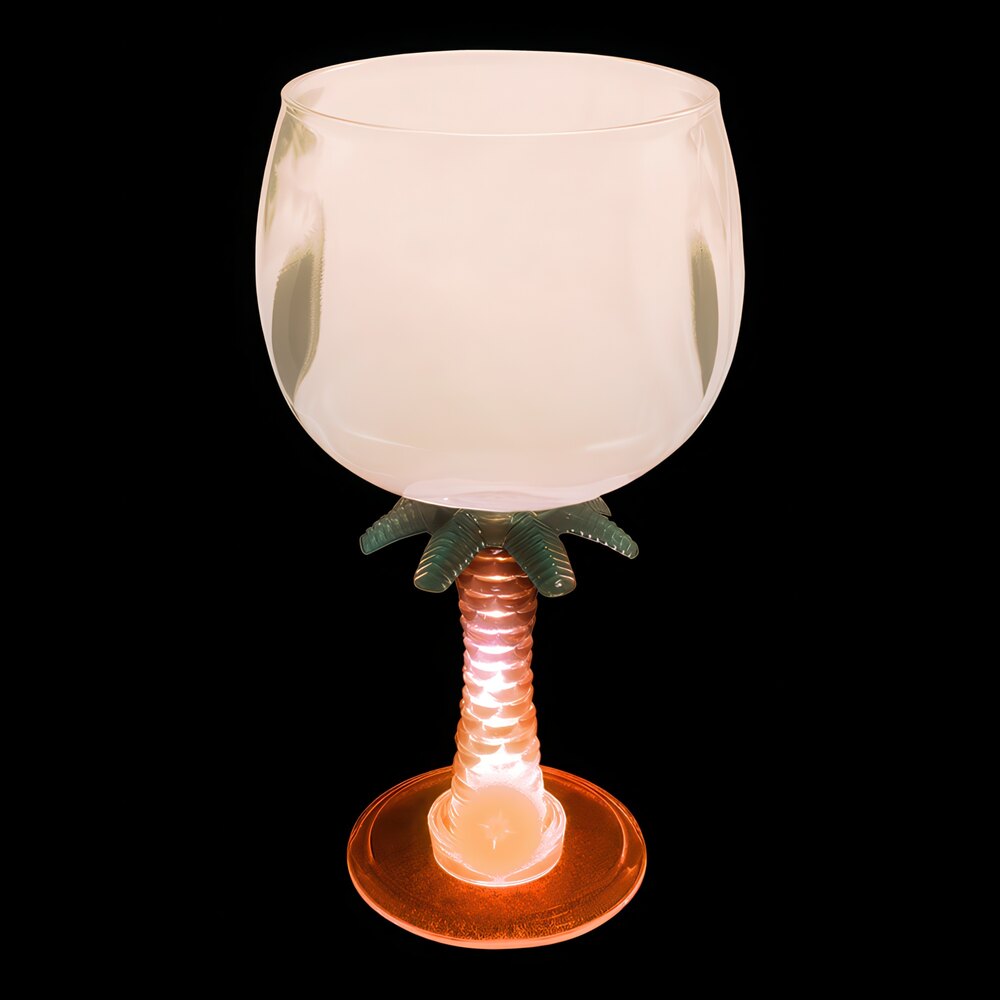 12 oz. Customizable Plastic Palm Tree Stem Goblet with Orange LED Light - 24/Case