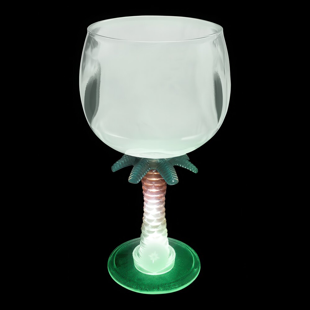 12 oz. Customizable Plastic Palm Tree Stem Goblet with Green LED Light - 24/Case