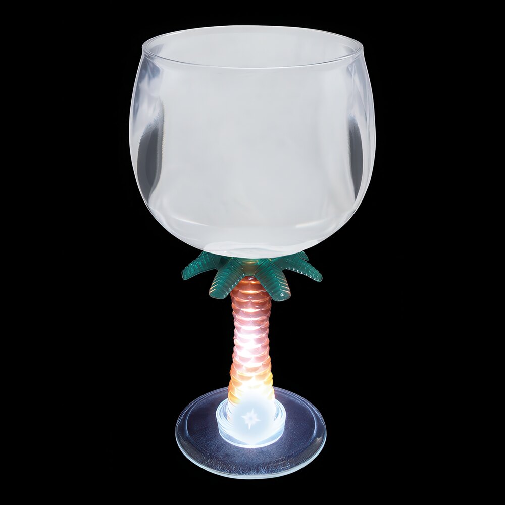 12 oz. Customizable Plastic Palm Tree Stem Goblet with White LED Light - 24/Case