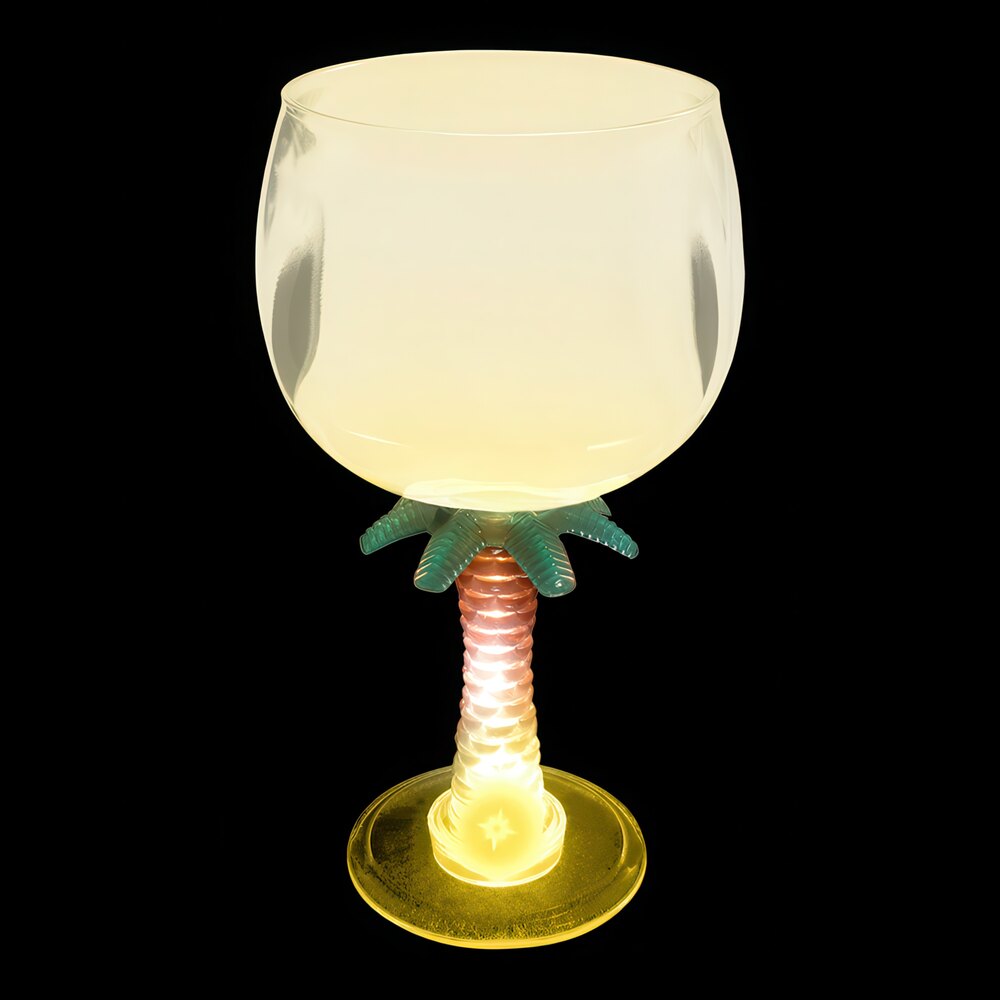 12 oz. Customizable Plastic Palm Tree Stem Goblet with Yellow LED Light - 24/Case