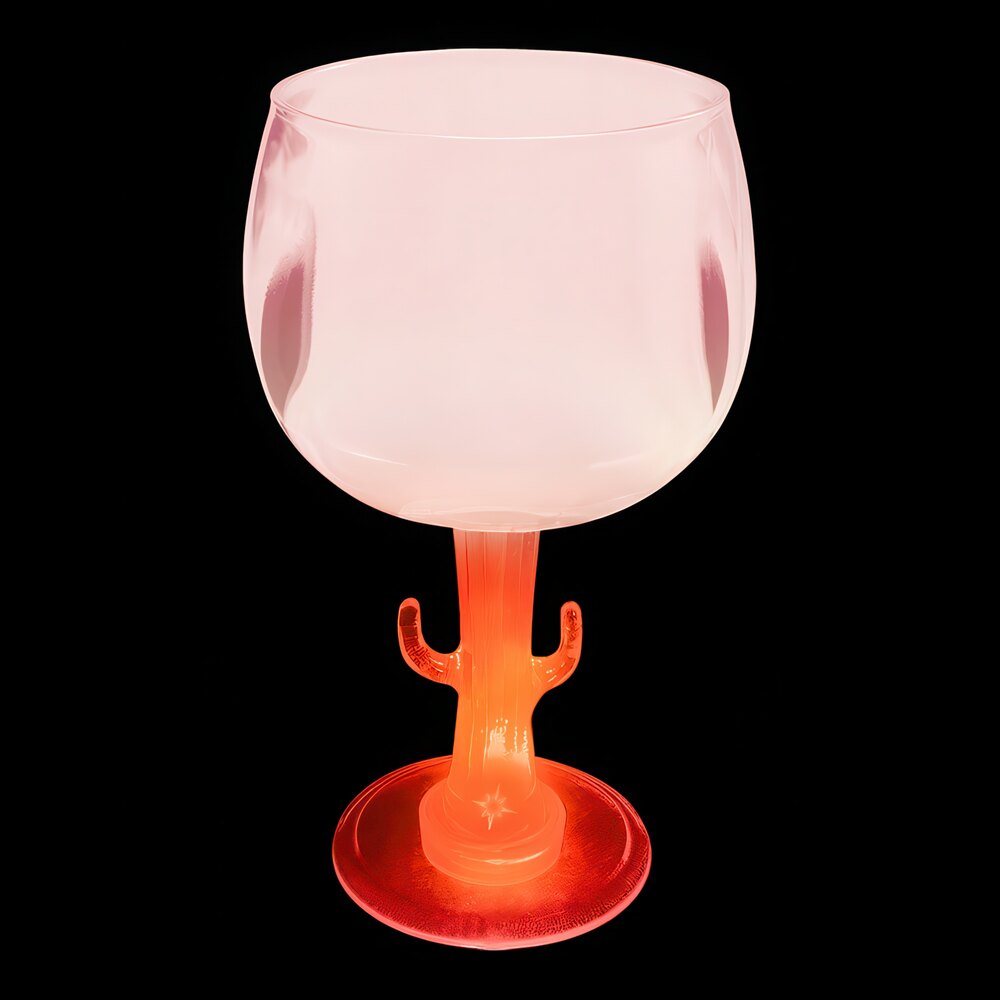 12 oz. Customizable Plastic Cactus Stem Goblet with Red LED Light - 24/Case
