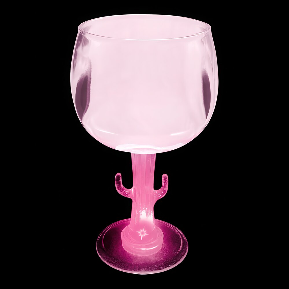 12 oz. Customizable Plastic Cactus Stem Goblet with Pink LED Light - 24/Case