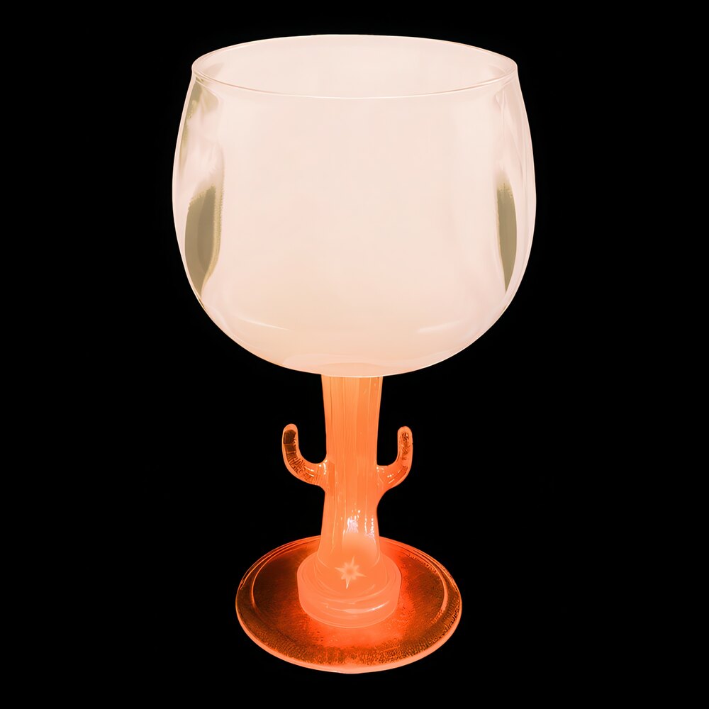 12 oz. Customizable Plastic Cactus Stem Goblet with Orange LED Light - 24/Case