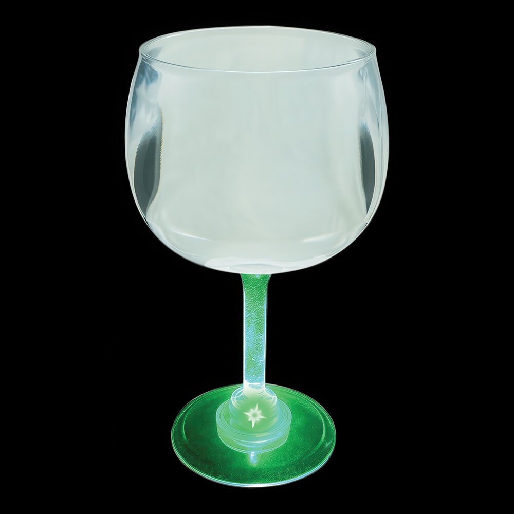 12 oz. Customizable Plastic Goblet with Green LED Light - 24/Case