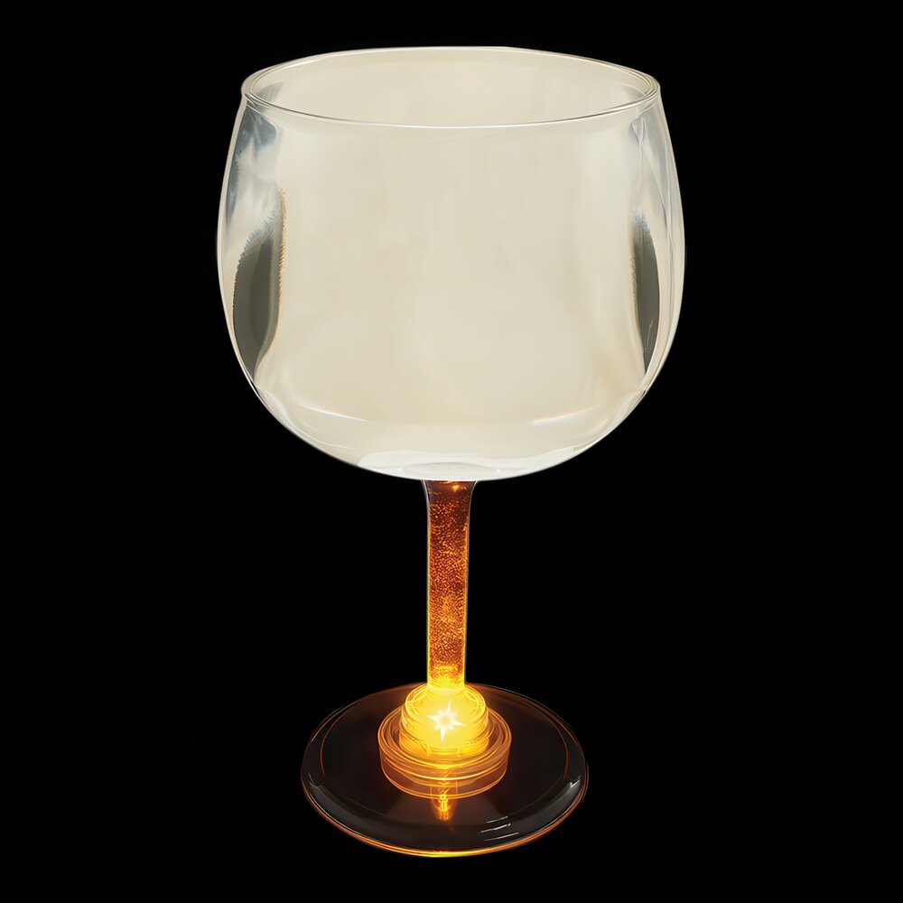 12 oz. Customizable Plastic Goblet with Yellow LED Light - 24/Case