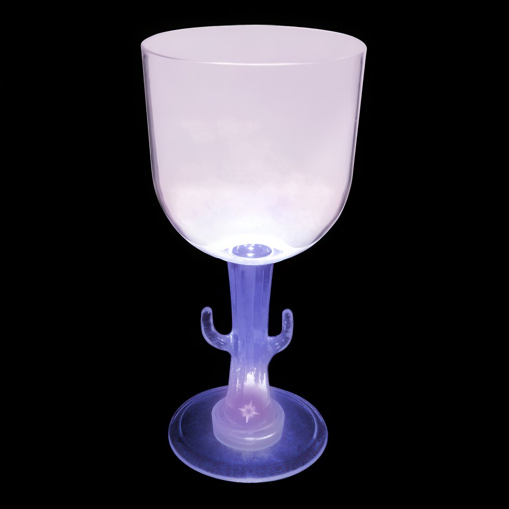 14 oz. Customizable Plastic Cactus Stem Goblet with Purple LED Light - 24/Case