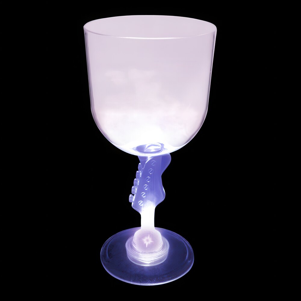 14 oz. Customizable Plastic Guitar Stem Goblet with Purple LED Light - 24/Case