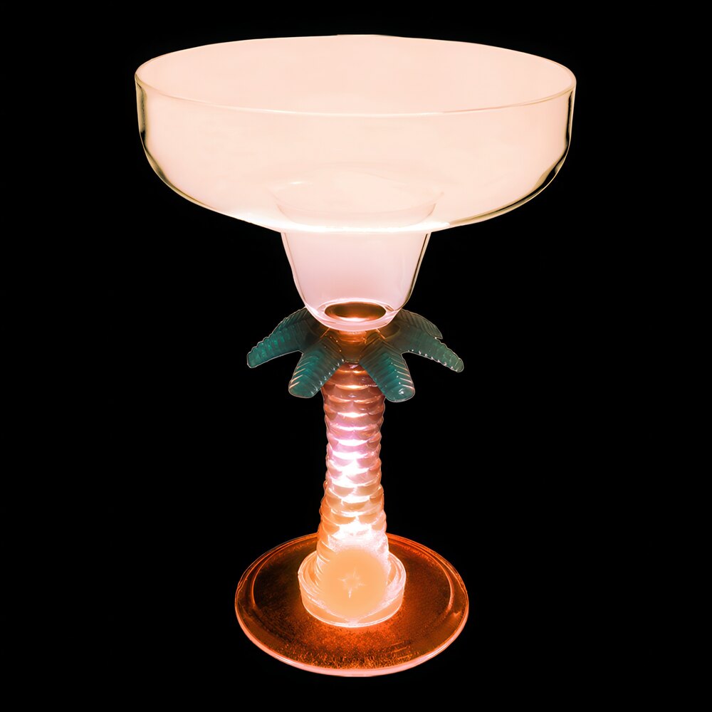 12 oz. Customizable Plastic Palm Tree Stem Margarita Cup with Orange LED Light - 24/Case