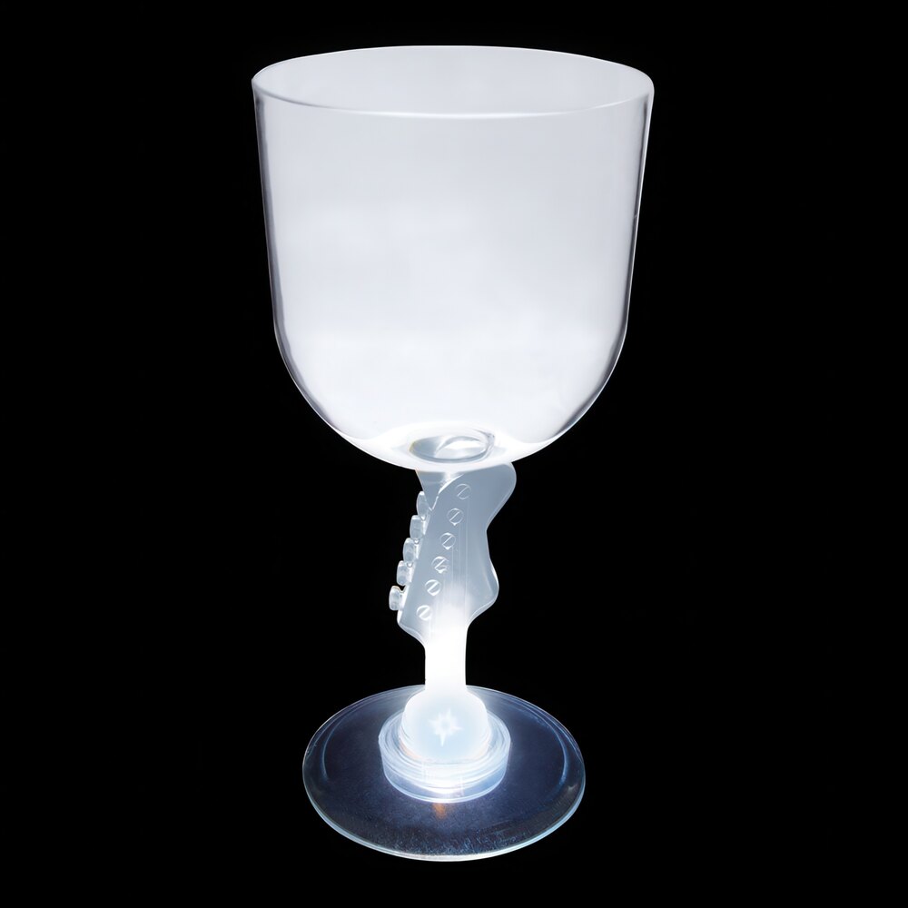 14 oz. Customizable Plastic Guitar Stem Goblet with White LED Light - 24/Case