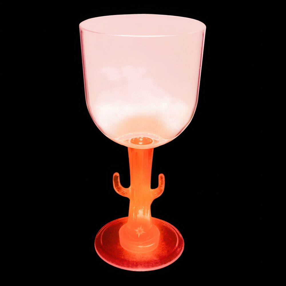 14 oz. Customizable Plastic Cactus Stem Goblet with Red LED Light - 24/Case