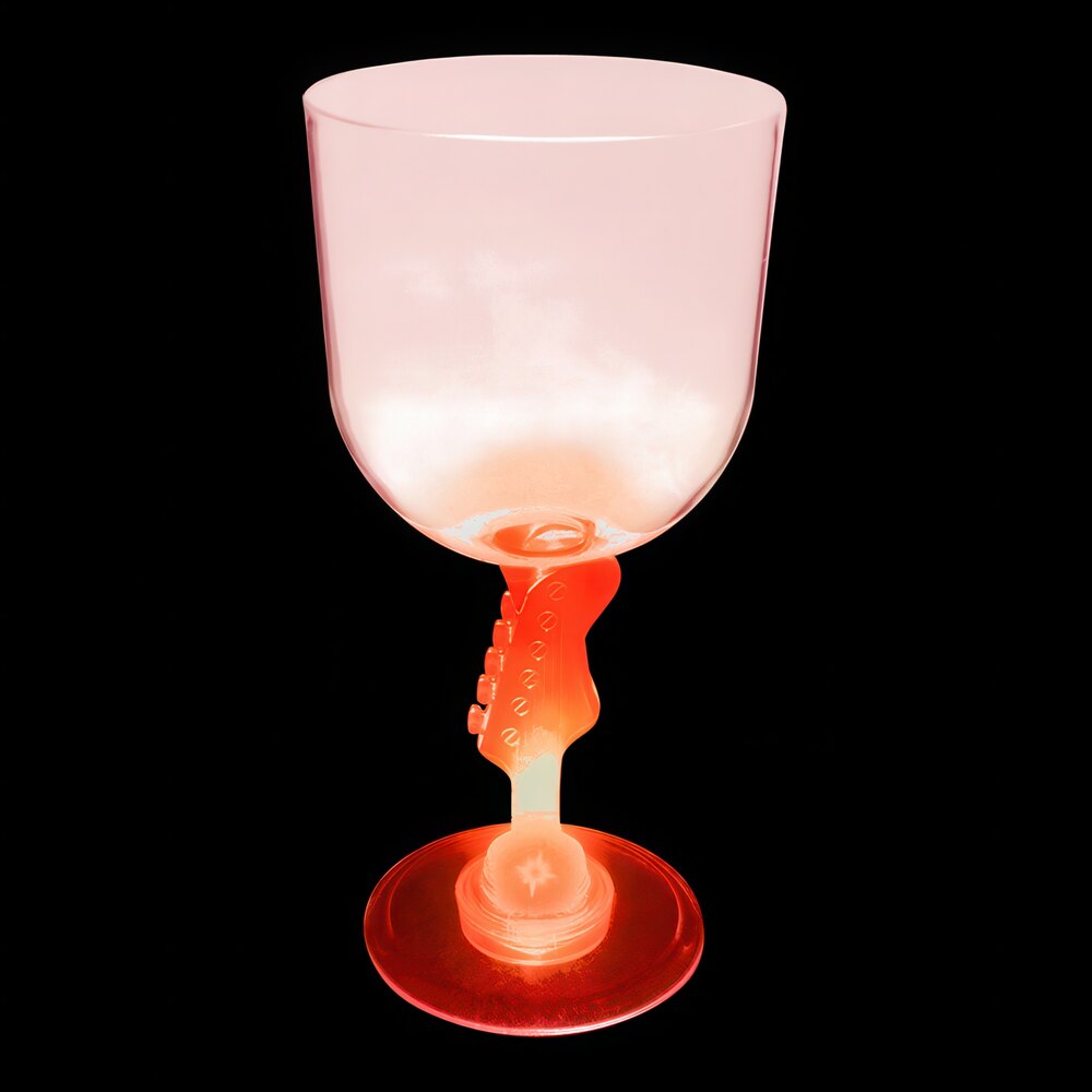 14 oz. Customizable Plastic Guitar Stem Goblet with Red LED Light - 24/Case