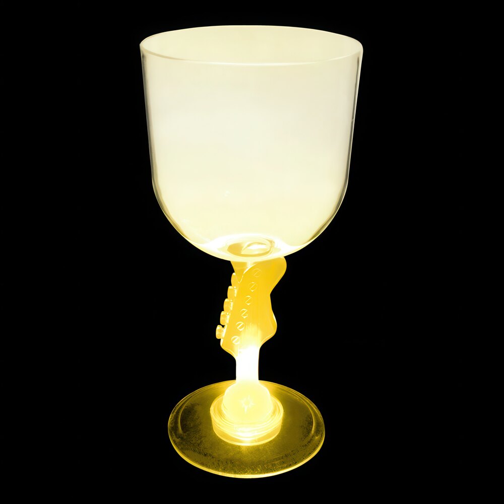 14 oz. Customizable Plastic Guitar Stem Goblet with Yellow LED Light - 24/Case