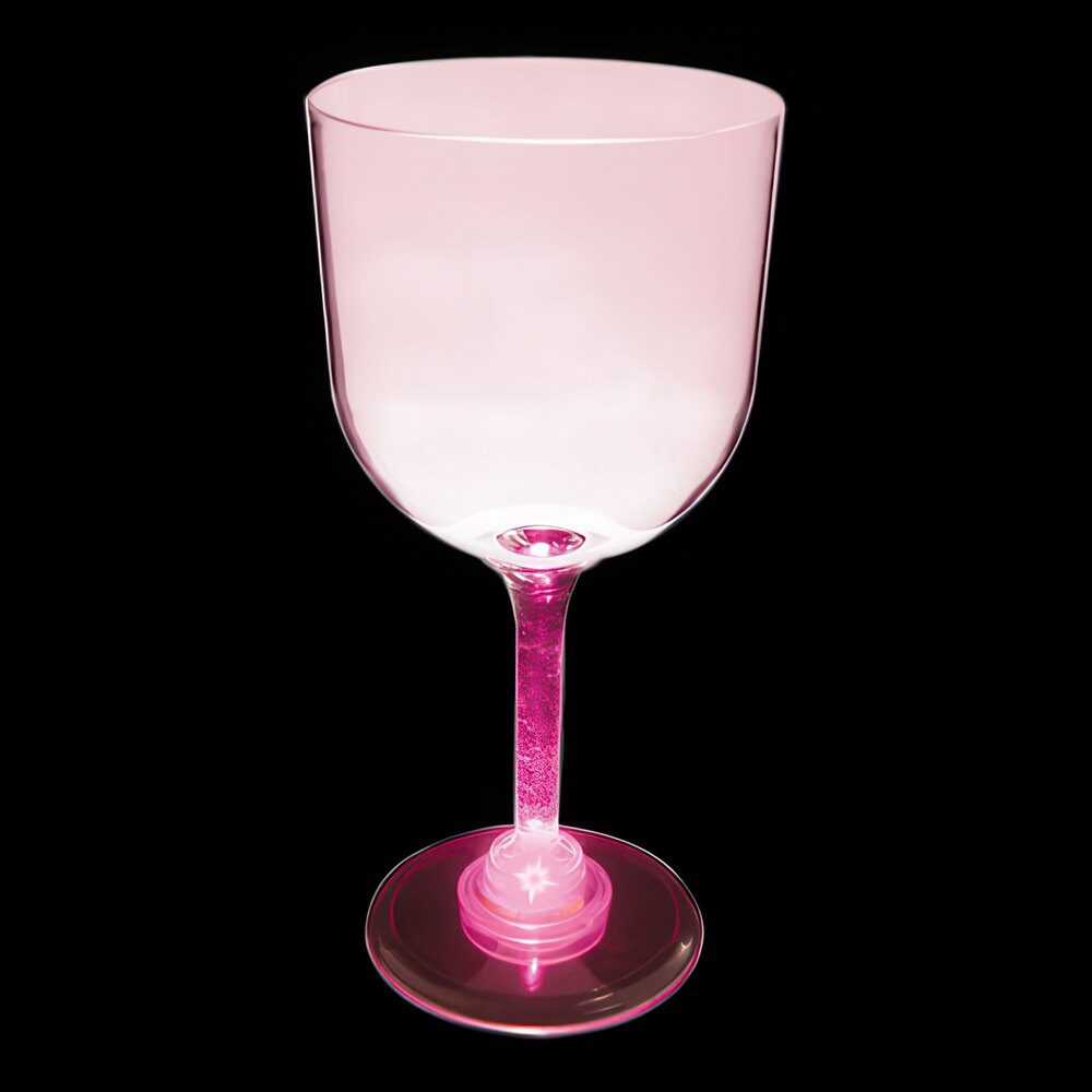 14 oz. Customizable Plastic Goblet with Pink LED Light - 24/Case