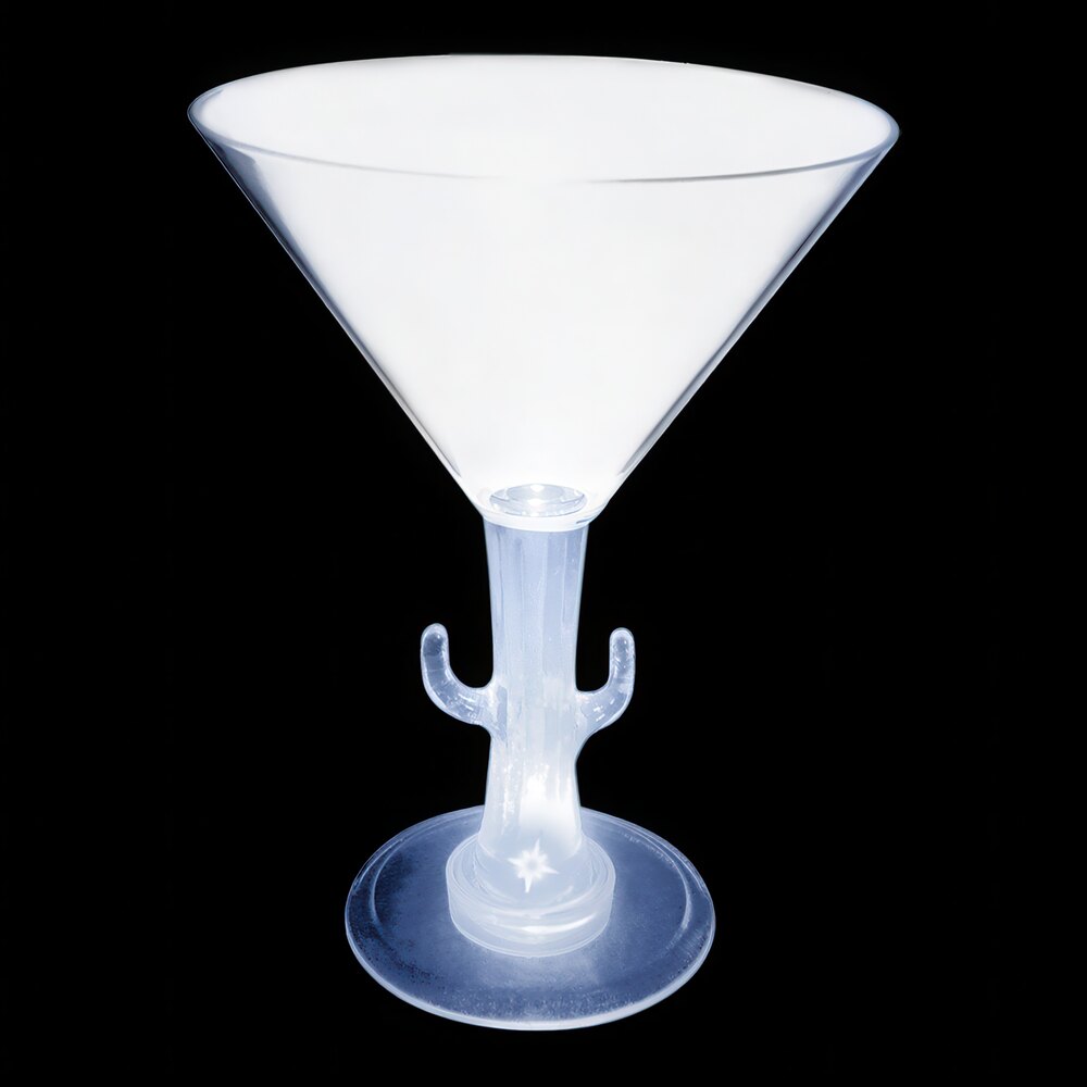 10 oz. Customizable Plastic Cactus Stem Martini Cup with White LED Light - 24/Case