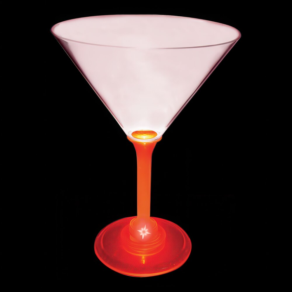 10 oz. Customizable Plastic Martini Cup with Red LED Light - 24/Case