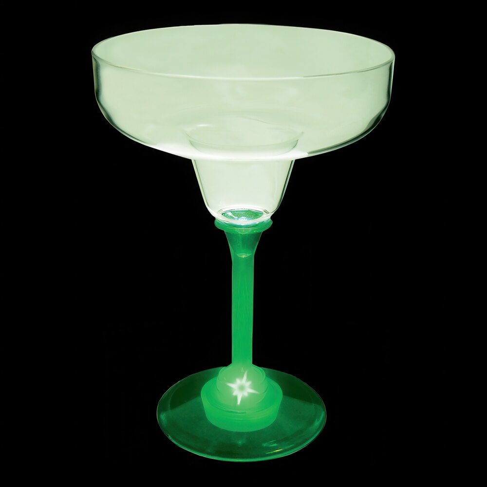 12 oz. Customizable Plastic Margarita Cup with Green LED Light - 24/Case