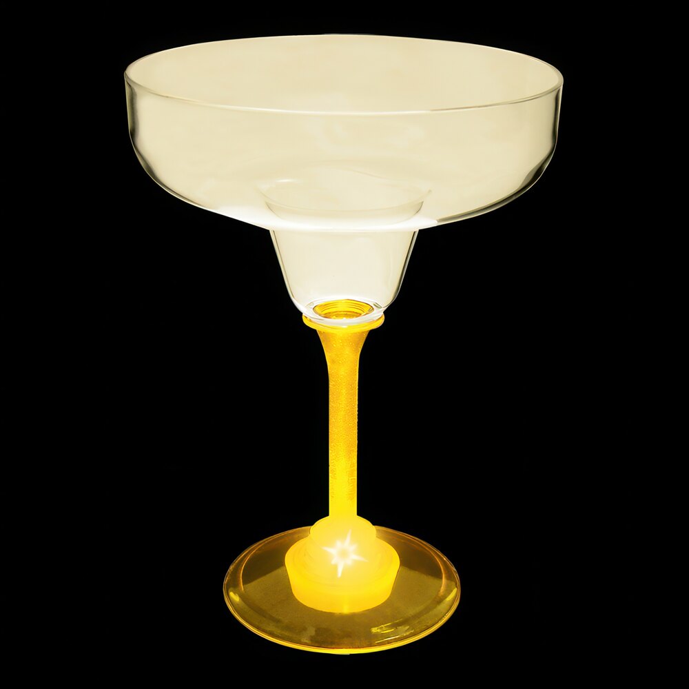12 oz. Customizable Plastic Margarita Cup with Yellow LED Light - 24/Case