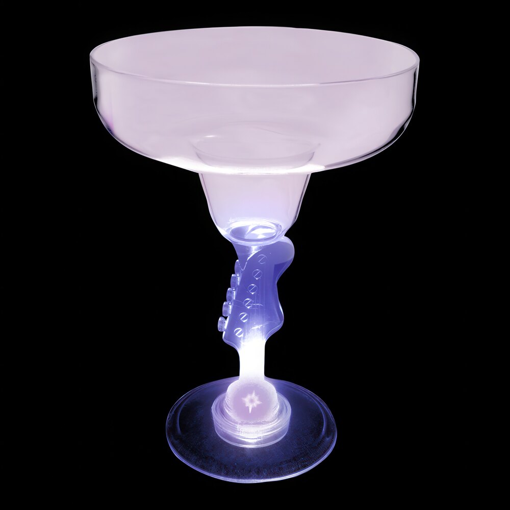 12 oz. Customizable Plastic Guitar Stem Margarita Cup with Purple LED Light - 24/Case