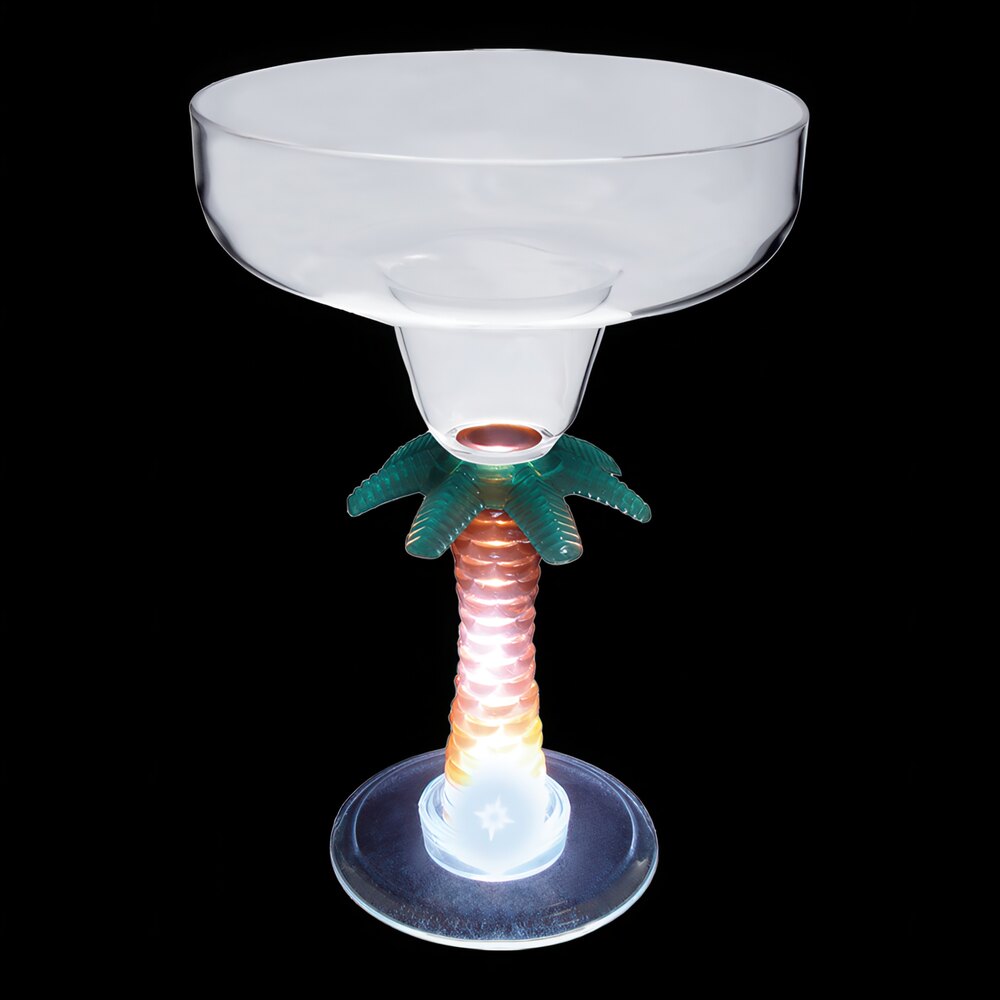 12 oz. Customizable Plastic Palm Tree Stem Margarita Cup with White LED Light - 24/Case