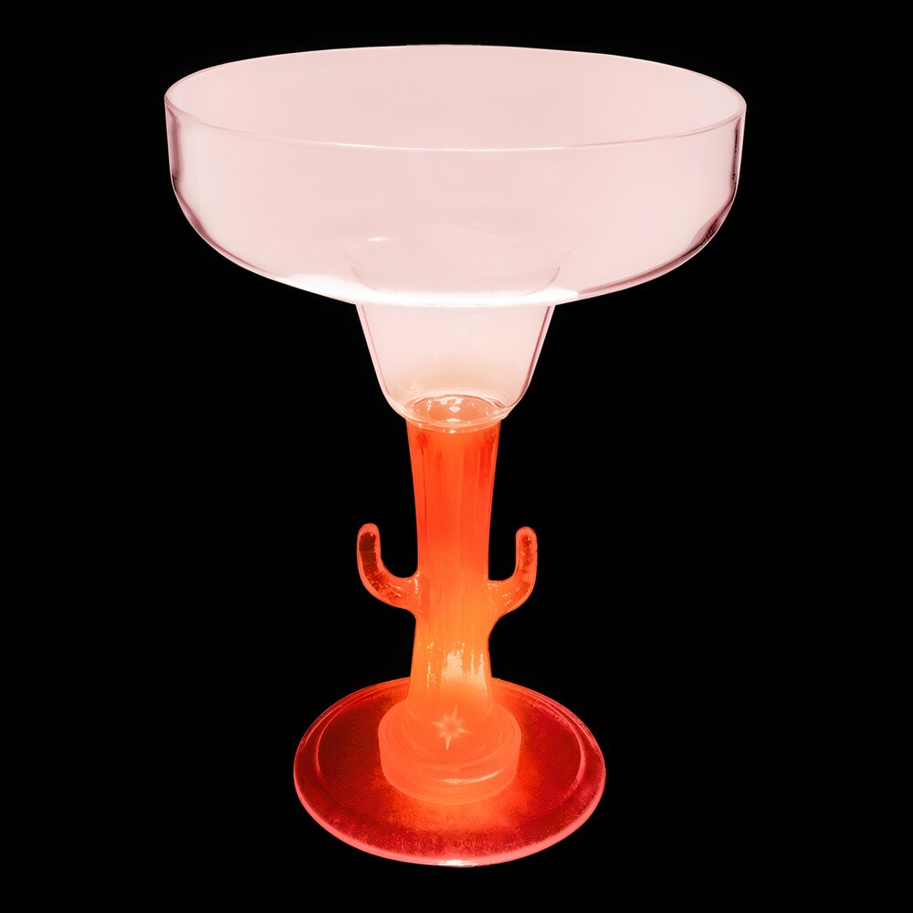 12 oz. Customizable Plastic Cactus Stem Margarita Cup with Red LED Light - 24/Case